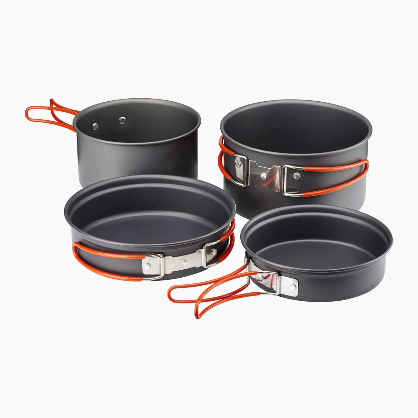 8 Pcs Steel Camping Cookware Cooking Picnic Bowl Pan Pot Set H4X8 Z2O6 