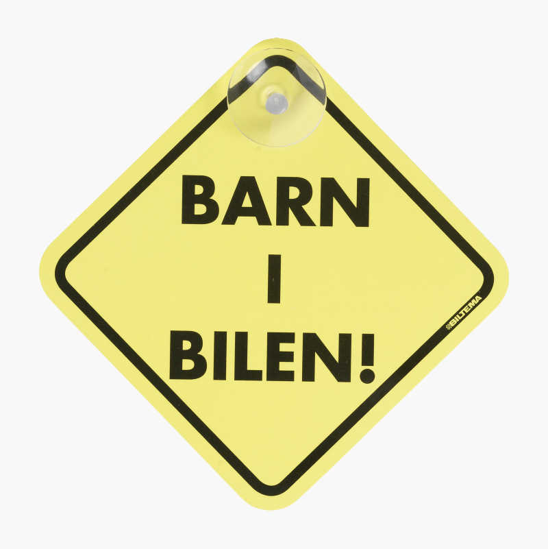 Barn i bilenskilt Biltema.no