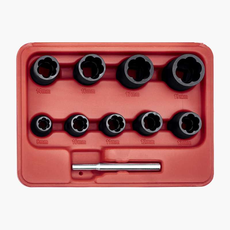Rounded bolt removal tools, 9-piece