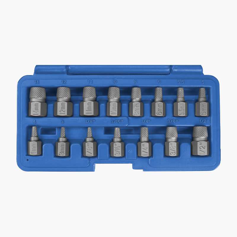 Screw extractor set, 15 parts