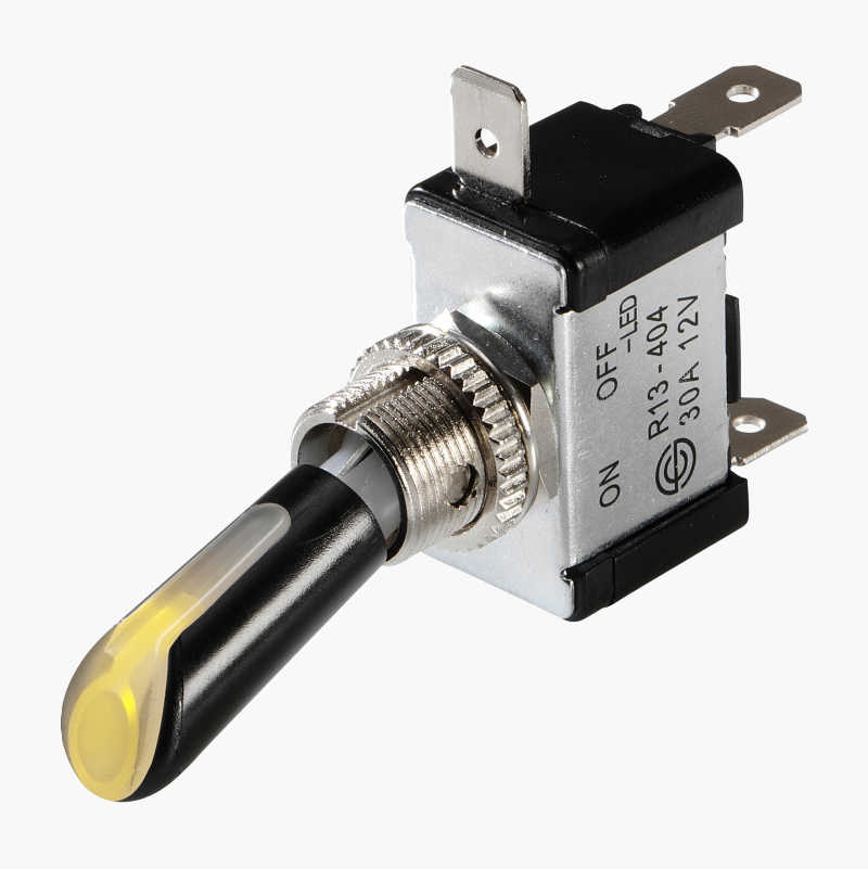 Toggle switch with illuminated lever, 12 V, 30 A