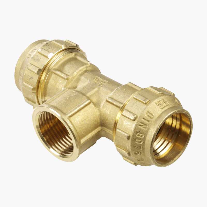 DIN 8076 Brass Tee Compression Fitting for PE Pipe