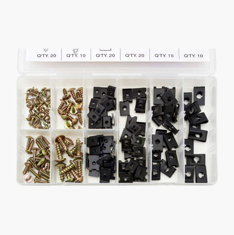 Clipsmøtrik og pladeskruesæt, 170 dele Biltema.dk