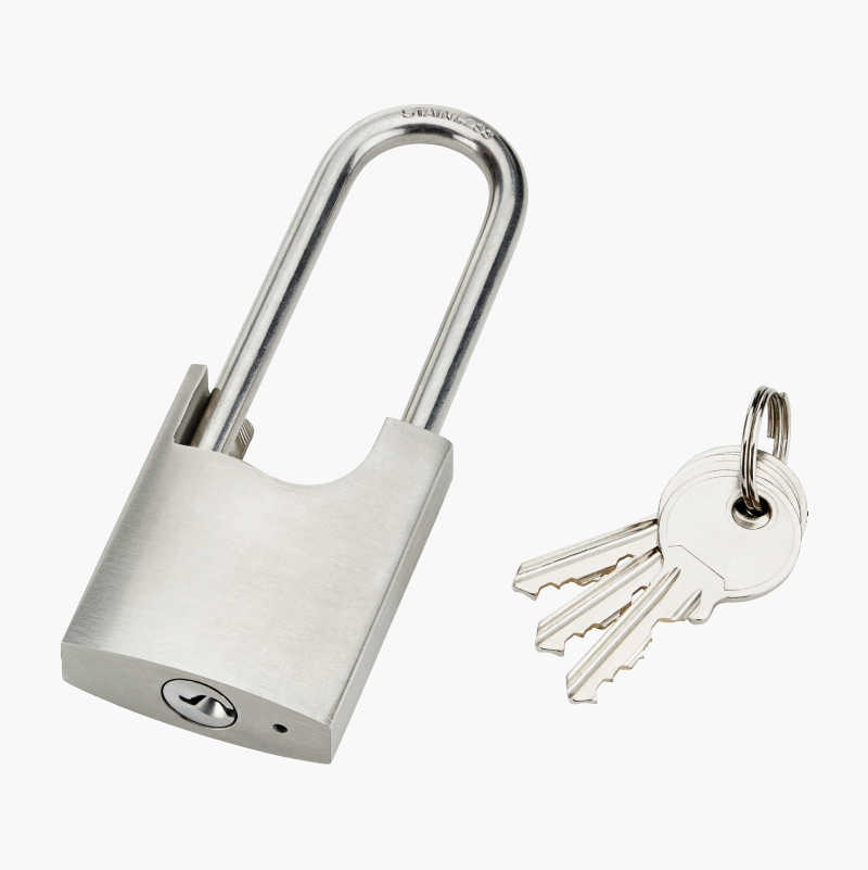 Padlock, long, stainless steel - Biltema.se
