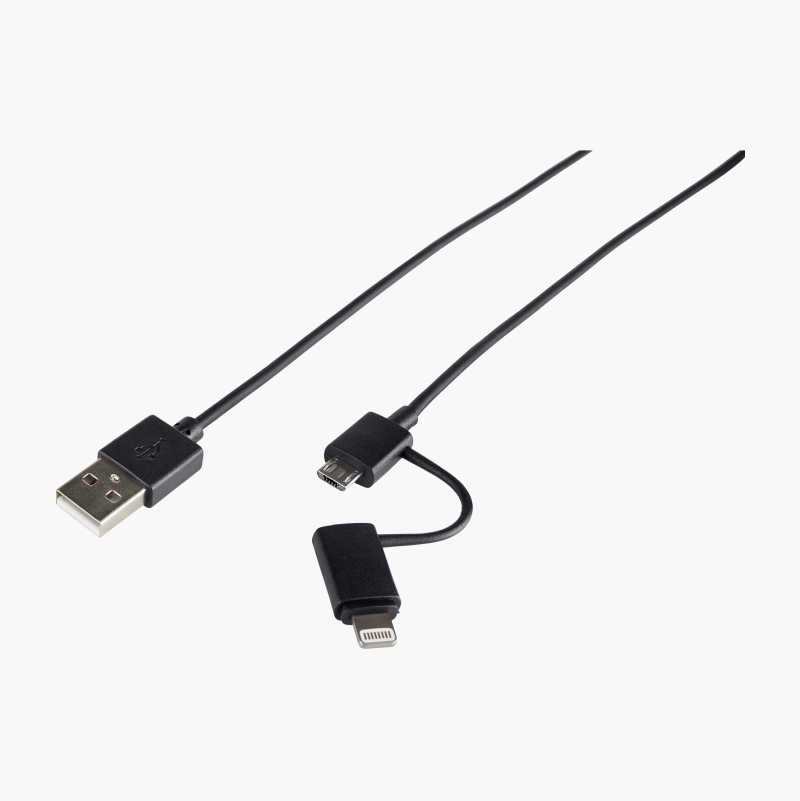 Micro USB cable with lighting connector, m