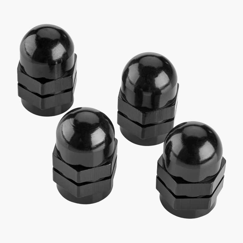 Valve caps, Black aluminum, 4-pack