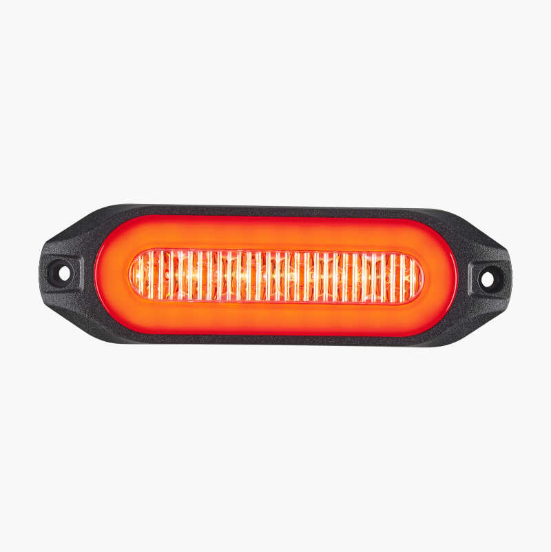 Side marker with red position light and orange strobe light