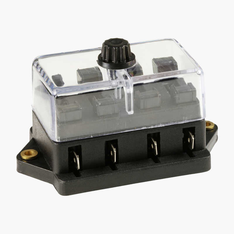 Fuse holder, flat pin fuse, 4-way