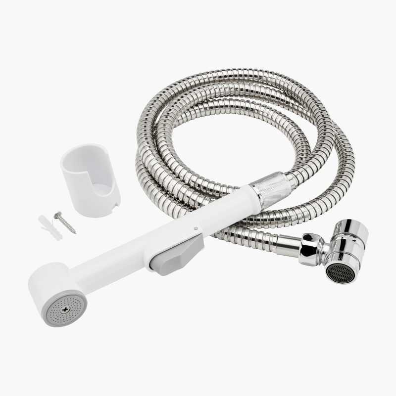 Shower tap attachment, white/chrome Biltema.fi