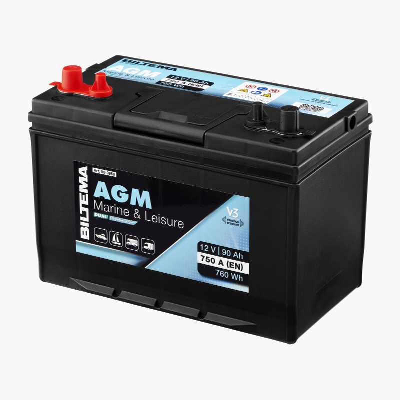 Marine and leisure battery, 12 V, 90 Ah 