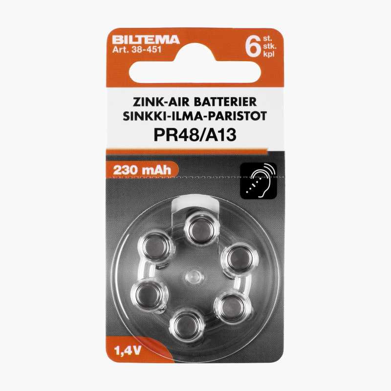 PR48 Zink-Air batteri, 6-pack - Biltema.se