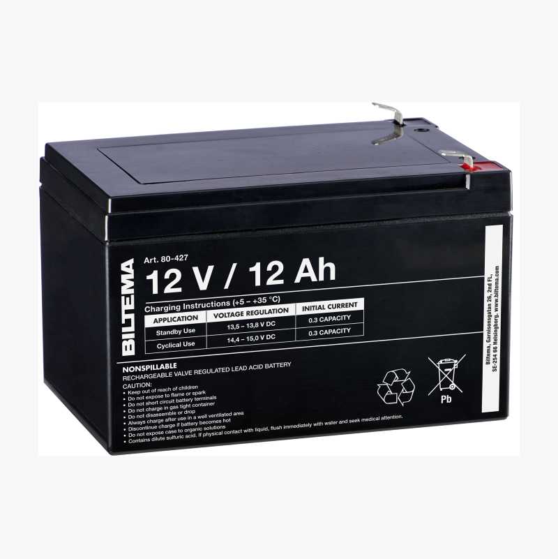 Lead accumulator, 12 V, 12 Ah, 151 x 98 x 93 mm