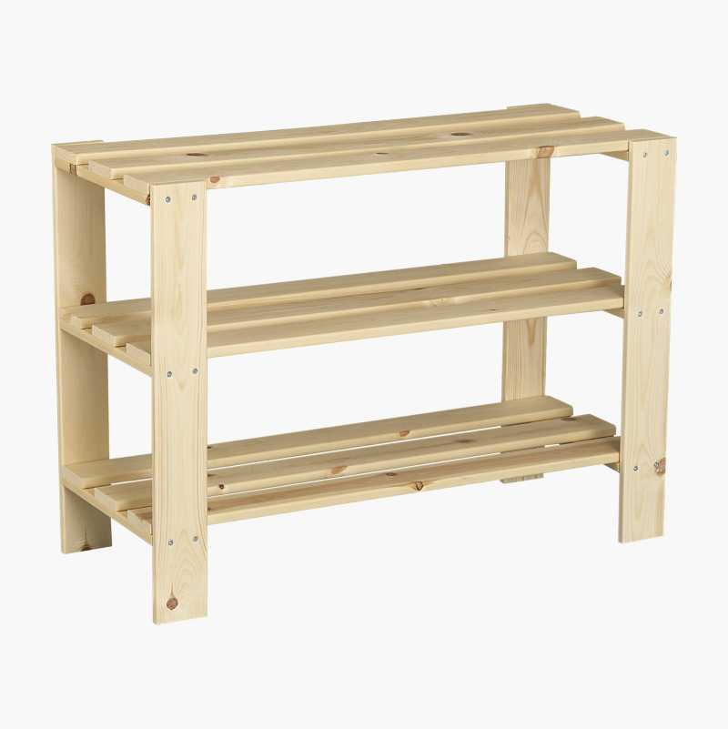 Wooden shoe rack, 3 shelves - Biltema.se