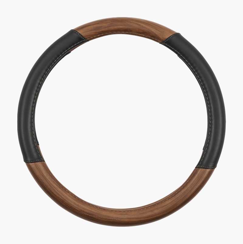 Steering wheel cover, black with imitation wood