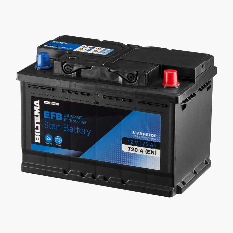 Käynnistysakku EFB, 12 V, 75 Ah - Biltema.fi