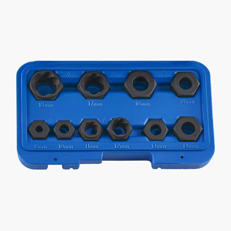 Nut remover set, 10 parts