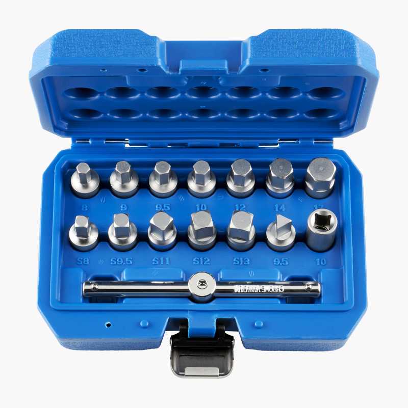 Oil screw socket set, 15 parts