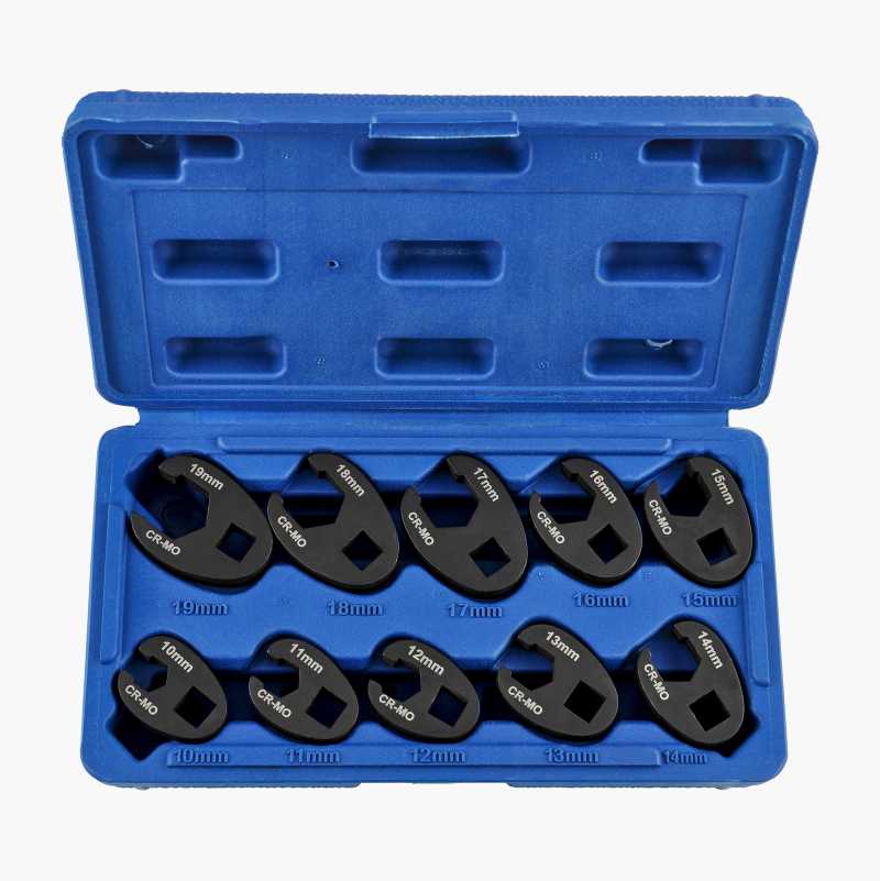 Crowfoot spanner set, 10 parts
