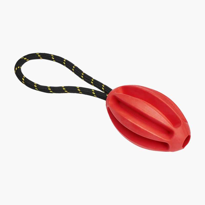 Rød rugbyball med tau - Biltema.no
