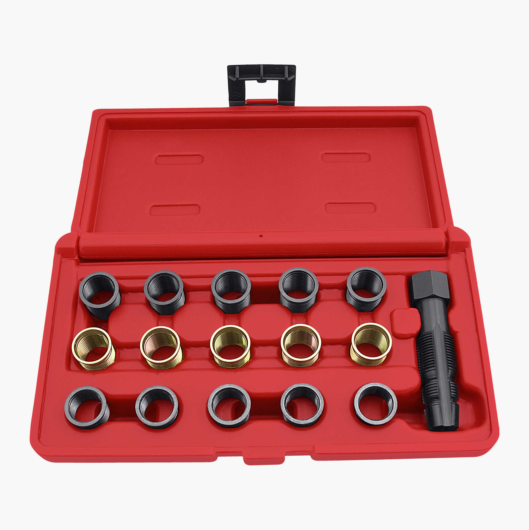 Houseen Spark Plug Thread Repair Kit As Shown 16pcs/Set Professional Spark Plug Restore Thread Repair Kit Vehicle Tool Tap Tool with Portable Case 
