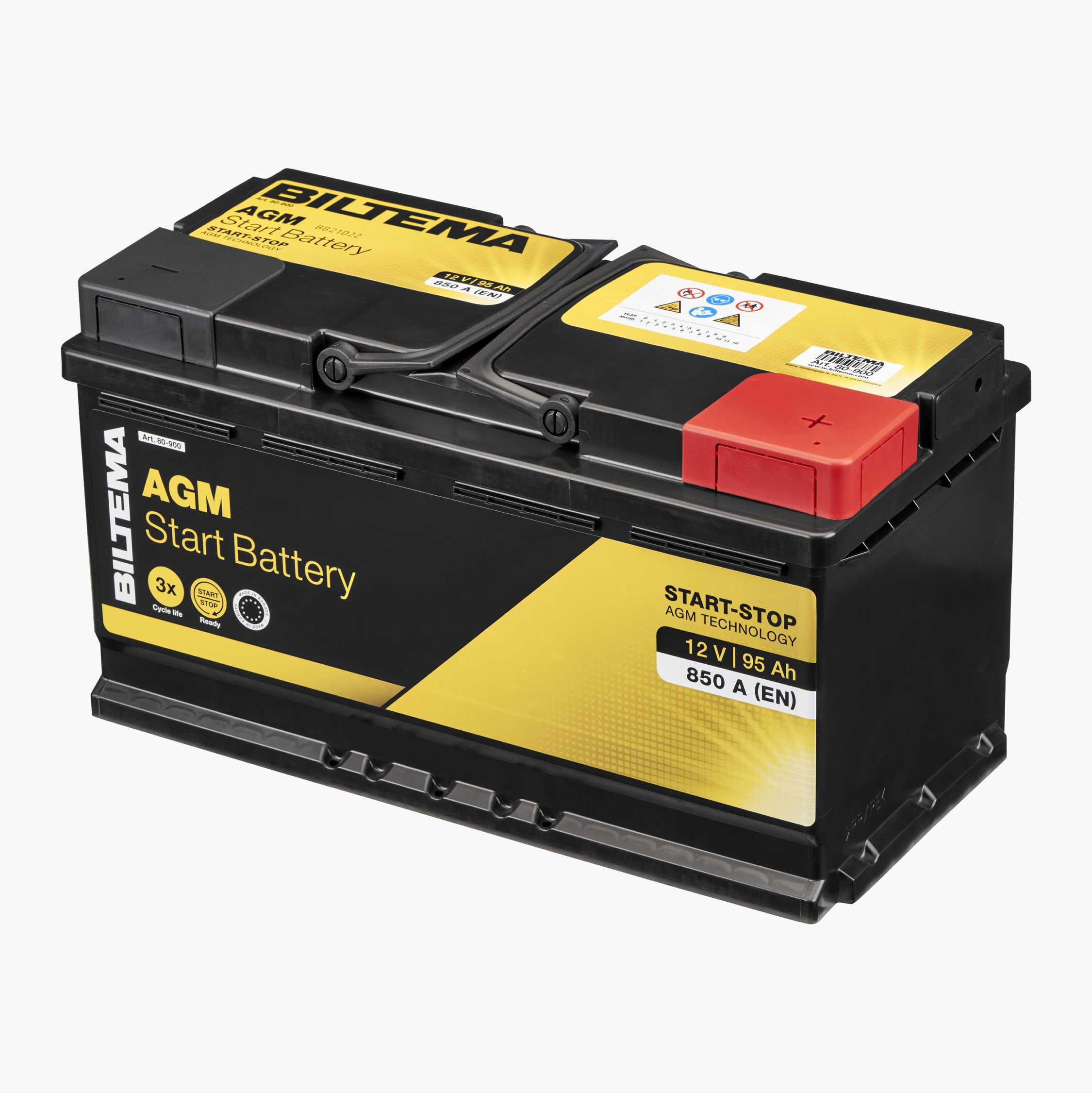 Batterie L5 AGM START STOP 12V 95AH 850AHD 353x175x190 - AZ Piles  distribution