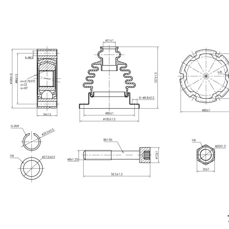 Cv joint outlet dimensions