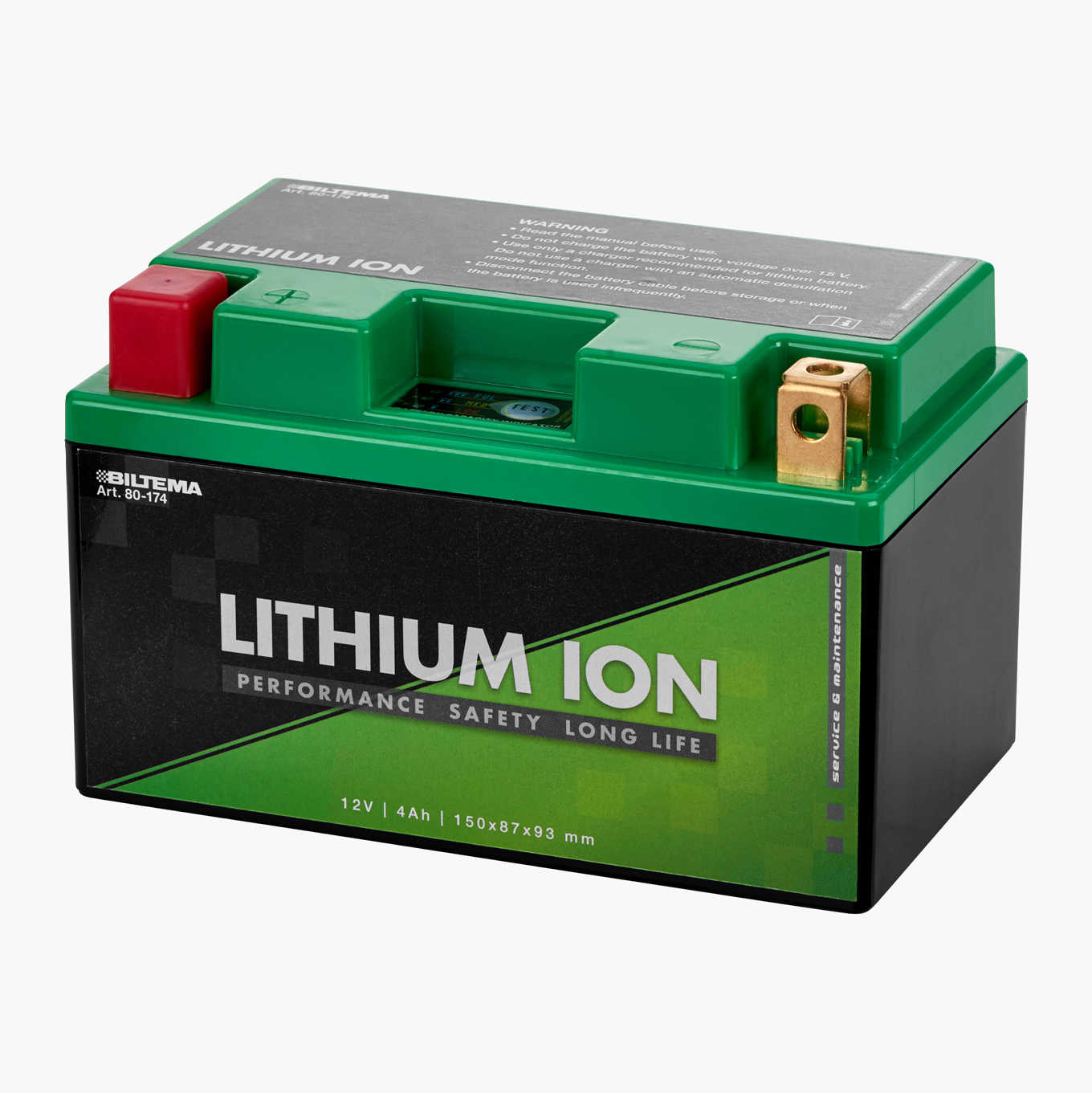 Litium LiFePO4, 12 V, 4 Ah, 150 x 87 x mm - Biltema.dk
