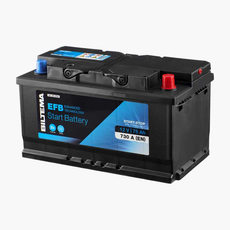 Käynnistysakku EFB, 12V, 75 Ah - Biltema.fi