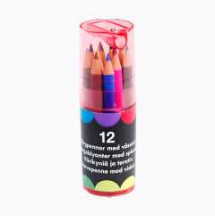 Farveblyanter med blyantspidser, 12 stk.