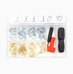 Hook set with tools, 63 parts