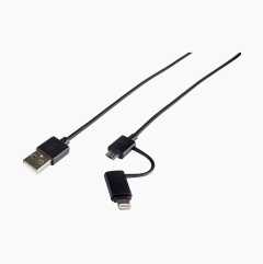Micro-USB-kabel med lightning-kontakt, 1m