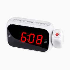 Projection clock radio with directional projector