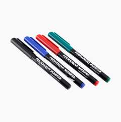 Marker pen for plastic surfaces, 4-pack