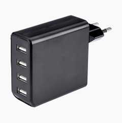USB charger with 4 ports, Type A, 4.8 A