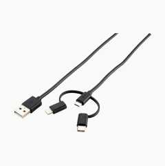 3-i-1 USB-kabel, 1 m