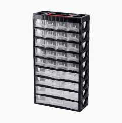 Assortment cabinet, portable, 26 drawers