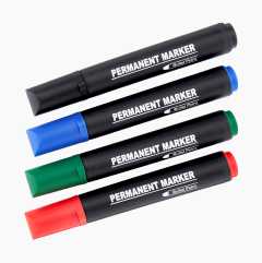 Marker pens, round tip, 4-pack