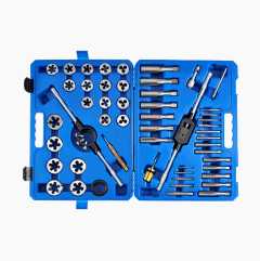Thread tool and screw extractor set, 51 parts