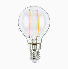 Globe bulb, E14, 4.8 W, clear, dimmable