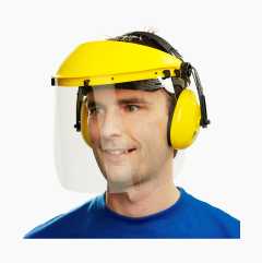Face shield with visor and hearing protection