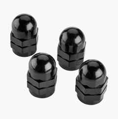 Valve caps, Black aluminum, 4-pack