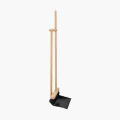 Wooden broom and dustpan