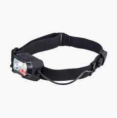 Head torch with direct and indirect light, 300 Lm, rechargeable