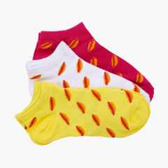 Ankle socks “Biltema Hot Dog”, 3-pack, ladies