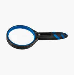 Suurennuslasi, jossa LED-lampulla 