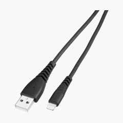 USB-kabel med Lightning-kontakt, 1 m, svart