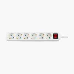 Multi-socket with switch, 6-way, white