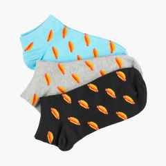 Ankle socks “Biltema Hot Dog”, 3-pack, men’s