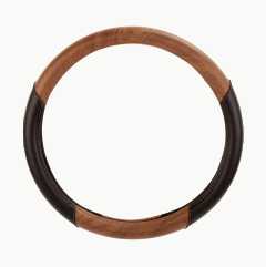 Steering wheel cover, black with imitation wood
