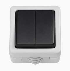 Outdoor Switch, double, grey/black